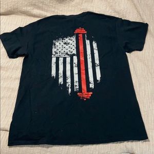 Firefighter/ American flag symbol/barbell shirt